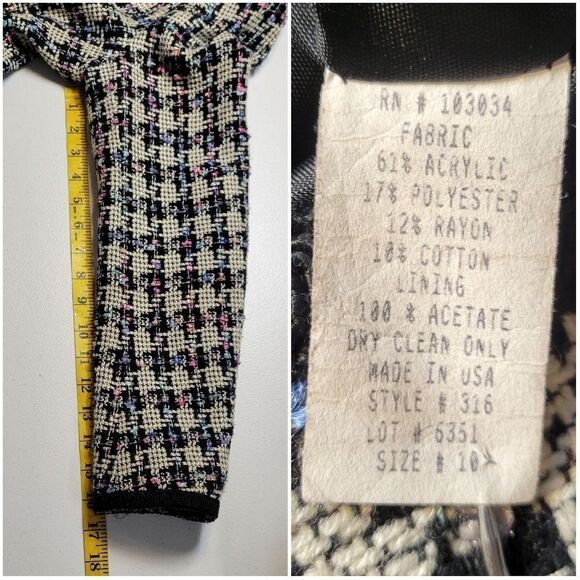 Giancarlo Ferrari Women's Tweed Blazer - Black White Pastel Pink Purple Blue - Picture 12 of 12